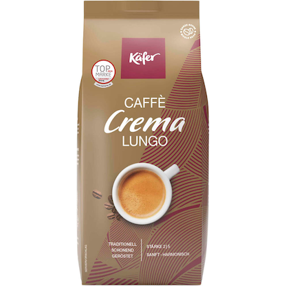 Artikelbild für Käfer CAFFÈ CREMA lungo Kaffeebohnen, Arabica- und Robustabohnen mild, 1000 g, Artikelnummer 325225