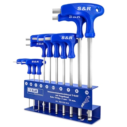 Artikelbild für S&R Innensechskantschlüssel-Satz 365.535.010 2 x 100 mm, 2,5 x 100 mm, 3 x 100 mm, 4 x 150 mm, 5 x 150 mm, 5,5 x 150 mm, 6 x 150 mm, 7 x 150 mm, 8 x 200 mm, 10 x 200 mm, Artikelnummer 390399