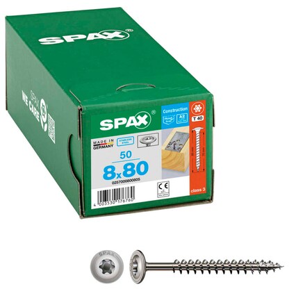 Artikelbild für SPAX® Holzbauschrauben T40 Tellerkopf Edelstahl A2 0257000800805 8 mm x 80 mm, 50 St., Artikelnummer 745046