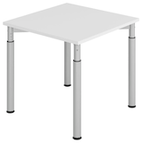 Artikelbild 1 für HAMMERBACHER Mirakel höhenverstellbarer Schreibtisch lichtgrau quadratisch, 4-Fuß-Gestell silber 80,0 x 80,0 cm, Artikelnummer 998827