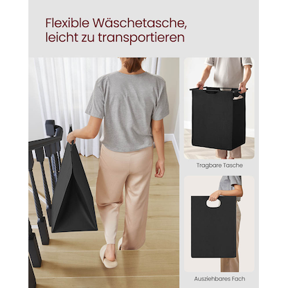 Artikelbild 4 für VASAGLE Wäschekorb braun, schwarz, 1 St., Artikelnummer 438859