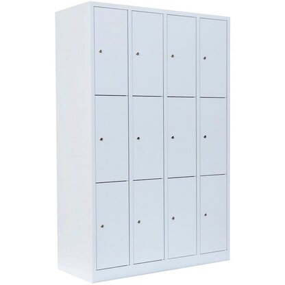 Artikelbild für LÜLLMANN Schließfachschrank signalweiß 520347, 12 Schließfächer 117,0 x 50,0 x 180,0 cm, Artikelnummer 830955