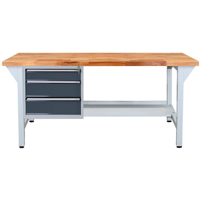 Artikelbild für ADB Werkbank lichtgrau, anthrazitgrau 3 Schubladen 150,0 x 75,0 x 85,0 cm, Artikelnummer 204569