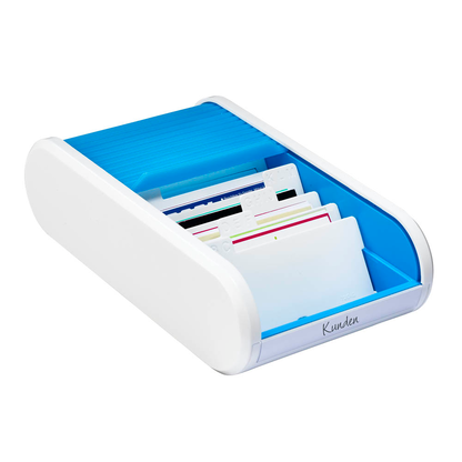 Artikelbild für helit Visitenkartenbox weiß/hellblau, für bis zu 300 Visitenkarten, Artikelnummer 451757