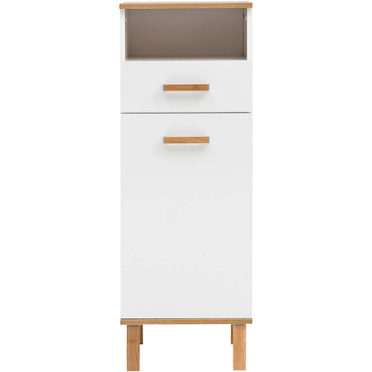 Artikelbild für MÖBELPARTNER Badschrank Padua 142178 weiß glanz, eiche landhaus 40,4 x 35,0 x 114,5 cm, Artikelnummer 673051
