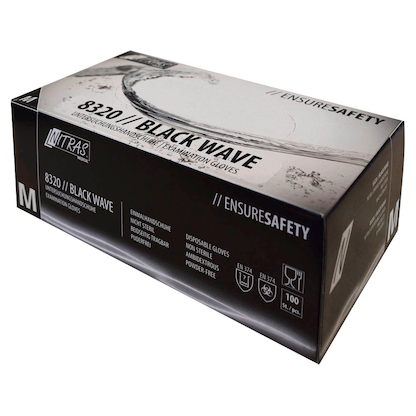 Artikelbild 3 für NITRAS MEDICAL unisex Einmalhandschuhe BLACK WAVE schwarz Größe M, 100 St., Artikelnummer 684823