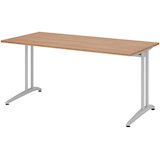 Artikelbild 1 für HAMMERBACHER BS16 Schreibtisch nussbaum rechteckig, C-Fuß-Gestell silber 160,0 x 80,0 cm, Artikelnummer 864316