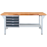 Artikelbild 1 für ADB Werkbank lichtgrau, anthrazitgrau 4 Schubladen 150,0 x 75,0 x 85,0 cm, Artikelnummer 204576