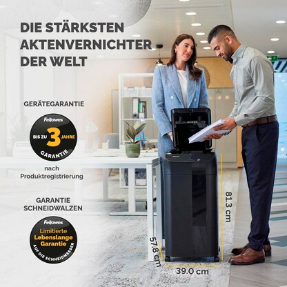 Artikelbild 11 für Fellowes AutoMax 450C Aktenvernichter mit Partikelschnitt P-4, 4 x 38 mm, bis 450 Blatt, schwarz, Artikelnummer 527808