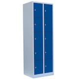 Artikelbild 1 für LÜLLMANN Schließfachschrank lichtgrau, enzianblau 520521, 10 Schließfächer 60,0 x 50,0 x 180,0 cm, Artikelnummer 831216