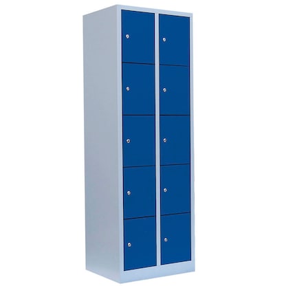 Artikelbild für LÜLLMANN Schließfachschrank lichtgrau, enzianblau 520521, 10 Schließfächer 60,0 x 50,0 x 180,0 cm, Artikelnummer 831216