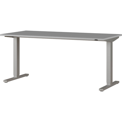 Artikelbild für GERMANIA Agenda Office Schreibtisch lichtgrau rechteckig, T-Fuß-Gestell silber 160,0 x 80,0 cm, Artikelnummer 121883
