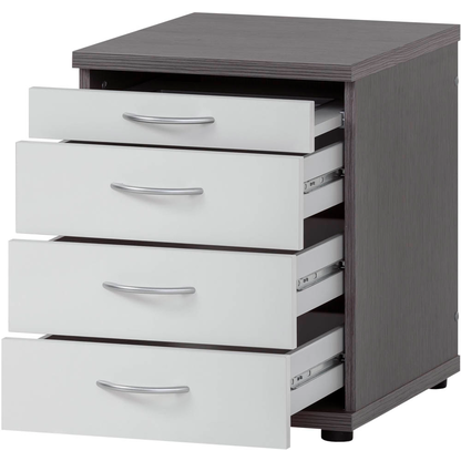 Artikelbild 6 für MÖBELPARTNER 4000 Standcontainer eschegrau, weiß 4 Auszüge Kunststoff-Bügelgriff silber 41,6 x 50,0 x 53,4 cm, Artikelnummer 895981