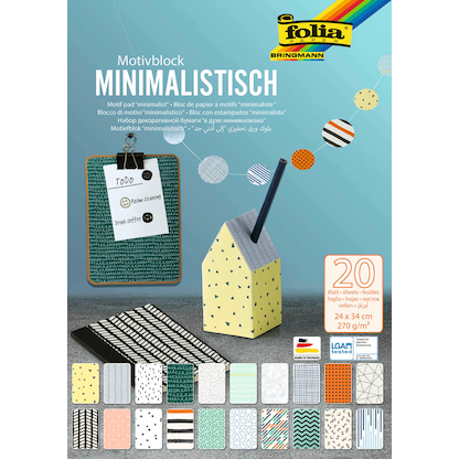 Artikelbild für folia Motivblock Minimalistisch farbsortiert 270 g/qm 20 St., Artikelnummer 963324