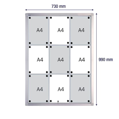 Artikelbild 7 für FRANKEN Schaukasten PRO silber 9x DIN A4 73,0 x 4,6 x 99,0 cm, 1 St., Artikelnummer 534711