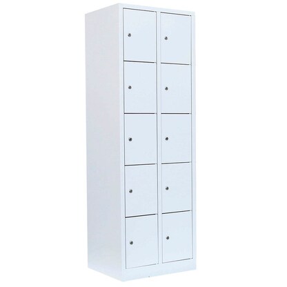 Artikelbild für LÜLLMANN Schließfachschrank signalweiß 520527, 10 Schließfächer 60,0 x 50,0 x 180,0 cm, Artikelnummer 831242