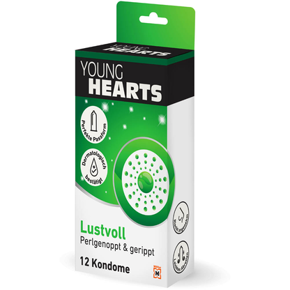 Artikelbild für YOUNG HEARTS Kondome Lustvoll - perlgenoppt und gerippt, 12 St., Artikelnummer 109839