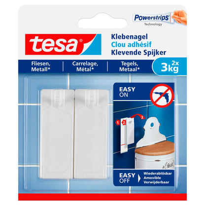 Artikelbild für tesa Powerstrips Klebenägel für max. 3,0 kg, 2,4 x 6,4 cm, 2 St., Artikelnummer 738819