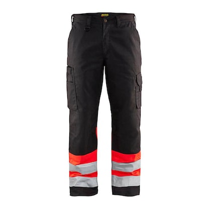 Artikelbild für BLAKLÄDER® unisex Warnschutzhose 1564 schwarz, leuchtrot Größe 42, Artikelnummer 780419