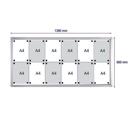 Artikelbild 7 für FRANKEN Schaukasten PRO silber 12x DIN A4 139,0 x 4,6 x 68,0 cm, 1 St., Artikelnummer 534818
