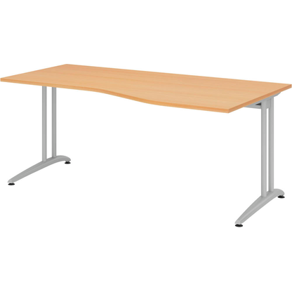 Artikelbild für HAMMERBACHER Altus Schreibtisch buche Trapezform, C-Fuß-Gestell silber 180,0 x 80,0/100,0 cm, Artikelnummer 963777