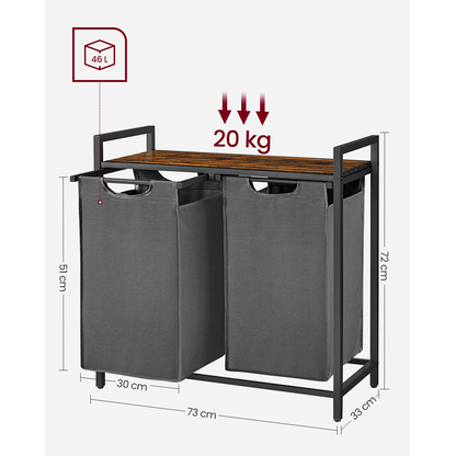 Artikelbild 10 für VASAGLE Wäschesortierer grau, braun, 1 St., Artikelnummer 438669