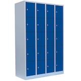 Artikelbild 1 für LÜLLMANN Schließfachschrank lichtgrau, enzianblau 520541, 20 Schließfächer 117,0 x 50,0 x 180,0 cm, Artikelnummer 831267