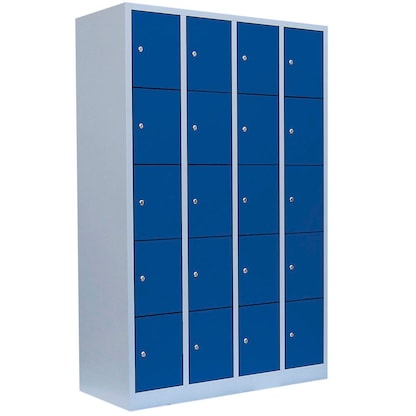 Artikelbild für LÜLLMANN Schließfachschrank lichtgrau, enzianblau 520541, 20 Schließfächer 117,0 x 50,0 x 180,0 cm, Artikelnummer 831267