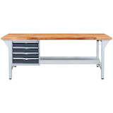 Artikelbild 1 für ADB Werkbank lichtgrau, anthrazitgrau 4 Schubladen 200,0 x 75,0 x 85,0 cm, Artikelnummer 204642