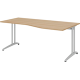 Artikelbild 1 für HAMMERBACHER Altus Schreibtisch eiche Trapezform, C-Fuß-Gestell silber 180,0 x 80,0/100,0 cm, Artikelnummer 628644