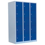 Artikelbild 1 für LÜLLMANN Schließfachschrank lichtgrau, enzianblau 523531, 15 Schließfächer 118,5 x 50,0 x 180,0 cm, Artikelnummer 831331
