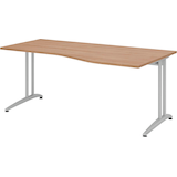 Artikelbild 1 für HAMMERBACHER Altus Schreibtisch nussbaum Trapezform, C-Fuß-Gestell silber 180,0 x 80,0/100,0 cm, Artikelnummer 963785