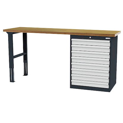 Artikelbild für Simplaflex® Systemeinrichter Werkbank C-Line anthrazit, RAL 7016, lichtgrau, RAL 7035 8 Schubladen 200,0 x 60,0 x 96,0 cm, Artikelnummer 683916