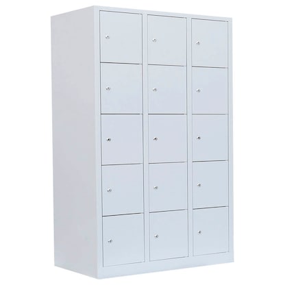 Artikelbild für LÜLLMANN Schließfachschrank lichtgrau 523530, 15 Schließfächer 118,5 x 50,0 x 180,0 cm, Artikelnummer 831343