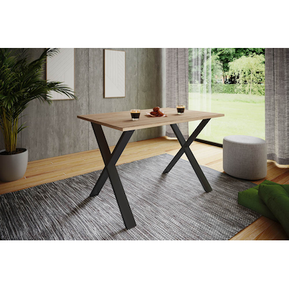 Artikelbild 4 für VCM my home Esstisch Xona sonoma-eiche quadratisch, U-Fuß schwarz, 80,0 x 80,0 x 76,0 cm, Artikelnummer 526527