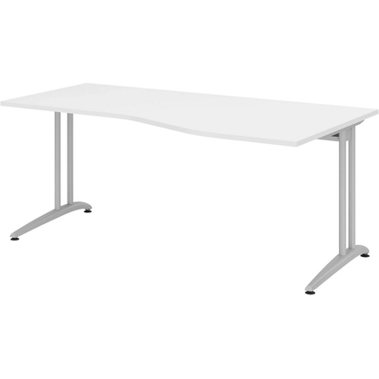 Artikelbild für HAMMERBACHER Altus Schreibtisch weiß Trapezform, C-Fuß-Gestell silber 180,0 x 80,0/100,0 cm, Artikelnummer 628634