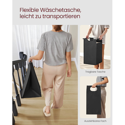 Artikelbild 4 für VASAGLE Wäschesortierer braun, schwarz, 1 St., Artikelnummer 438576