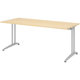 Artikelbild 1 für HAMMERBACHER Altus Schreibtisch ahorn rechteckig, C-Fuß-Gestell silber 180,0 x 80,0 cm, Artikelnummer 248993