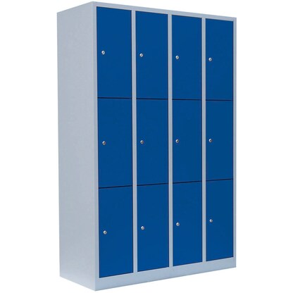 Artikelbild für LÜLLMANN Schließfachschrank lichtgrau, enzianblau 520341, 12 Schließfächer 117,0 x 50,0 x 180,0 cm, Artikelnummer 830962