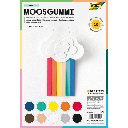 Artikelbild für folia Moosgummi Basic sortier mehrfarbig 10 Blatt, Artikelnummer 263911