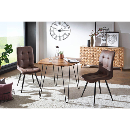 Artikelbild 3 für WOHNLING Esstisch sheesham quadratisch, Haarnadelbeine schwarz, 80,0 x 80,0 x 76,0 cm, Artikelnummer 907111