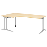 Artikelbild 1 für HAMMERBACHER Altus Schreibtisch ahorn L-Form, C-Fuß-Gestell silber 200,0 x 80,0/120,0 cm, Artikelnummer 963876