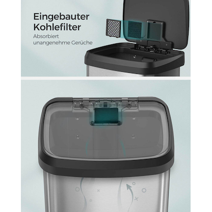 Artikelbild 6 für SONGMICS Mülleimer 68,0 l edelstahl, 1 St., Artikelnummer 291079