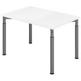 Artikelbild 1 für HAMMERBACHER Mirakel höhenverstellbarer Schreibtisch weiß rechteckig, 4-Fuß-Gestell grau 120,0 x 80,0 cm, Artikelnummer 998757