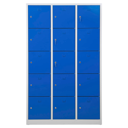 Artikelbild 4 für Gürkan Schließfachschrank lichtgrau, enzianblau 106976, 15 Schließfächer 119,0 x 45,0 x 190,0 cm, Artikelnummer 560971