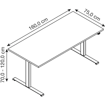 Artikelbild 2 für MÖBELPARTNER Antero elektrisch höhenverstellbarer Schreibtisch eiche rechteckig, T-Fuß-Gestell silber 160,0 x 75,0 cm, Artikelnummer 172526