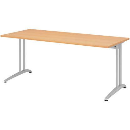 Artikelbild für HAMMERBACHER Altus Schreibtisch buche rechteckig, C-Fuß-Gestell silber 180,0 x 80,0 cm, Artikelnummer 248981