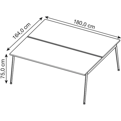 Artikelbild 2 für Quadrifoglio Doppelschreibtisch beton rechteckig, 4-Fuß-Gestell grau 180,0 x 164,0 cm, Artikelnummer 592838