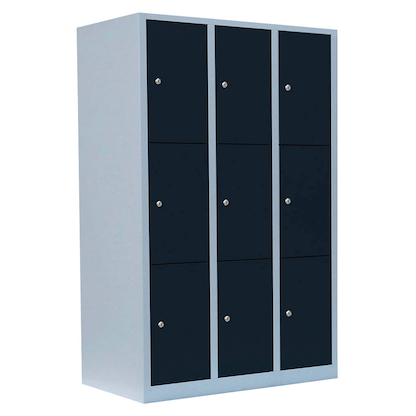 Artikelbild für LÜLLMANN Schließfachschrank anthrazit, lichtgrau 523338, 9 Schließfächer 118,5 x 50,0 x 180,0 cm, Artikelnummer 831281