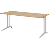 Artikelbild 1 für HAMMERBACHER Altus Schreibtisch eiche rechteckig, C-Fuß-Gestell silber 180,0 x 80,0 cm, Artikelnummer 628677